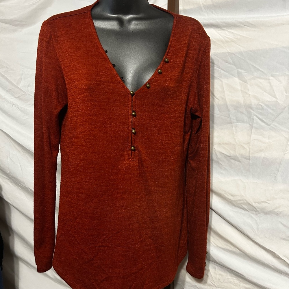 Market & Spruce Burnt Orange Long Sleeve Top